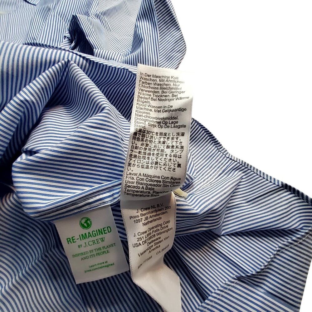 J.Crew Blue & White Striped XXL Performance Dress Shirt -Reimagined Cotton Blend - Picture 13 of 15